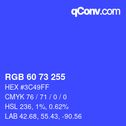 Color code: RGB 60 73 255 | qconv.com