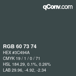 カラーコード: RGB 60 73 74 | qconv.com