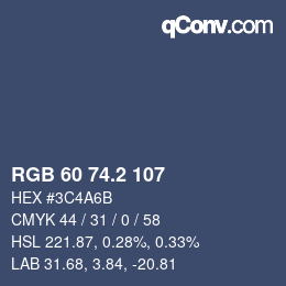 カラーコード: RGB 60 74.2 107 | qconv.com