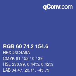 カラーコード: RGB 60 74.2 154.6 | qconv.com