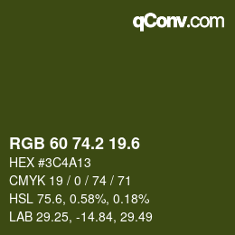 カラーコード: RGB 60 74.2 19.6 | qconv.com