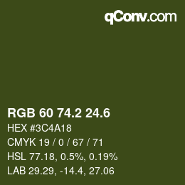 カラーコード: RGB 60 74.2 24.6 | qconv.com