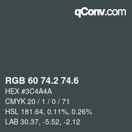 カラーコード: RGB 60 74.2 74.6 | qconv.com