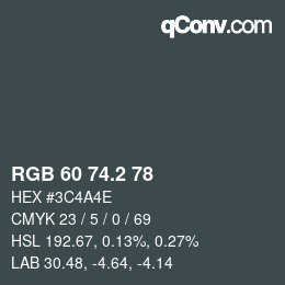 カラーコード: RGB 60 74.2 78 | qconv.com