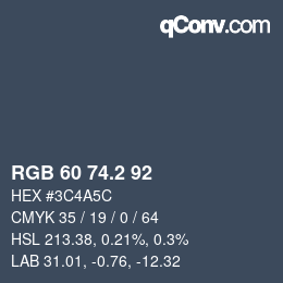 カラーコード: RGB 60 74.2 92 | qconv.com