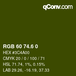 カラーコード: RGB 60 74.6 0 | qconv.com