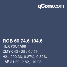 カラーコード: RGB 60 74.6 104.6 | qconv.com