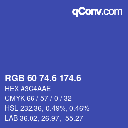 カラーコード: RGB 60 74.6 174.6 | qconv.com