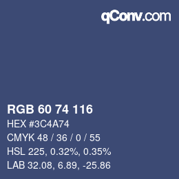カラーコード: RGB 60 74 116 | qconv.com