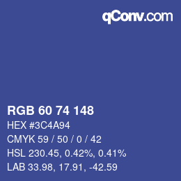 カラーコード: RGB 60 74 148 | qconv.com