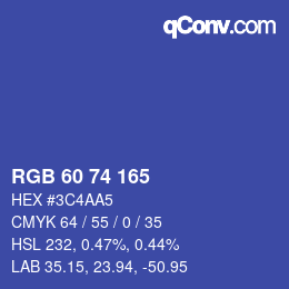 Color code: RGB 60 74 165 | qconv.com