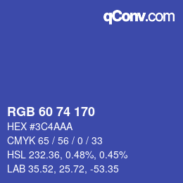 カラーコード: RGB 60 74 170 | qconv.com