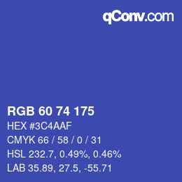颜色代码: RGB 60 74 175 | qconv.com