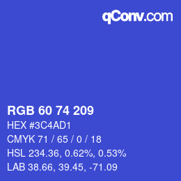 カラーコード: RGB 60 74 209 | qconv.com