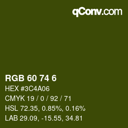 Color code: RGB 60 74 6 | qconv.com