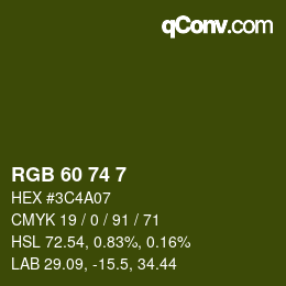 Color code: RGB 60 74 7 | qconv.com