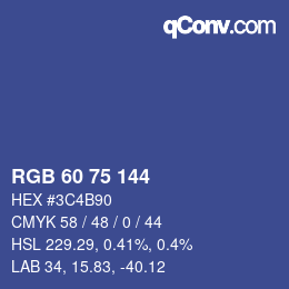 颜色代码: RGB 60 75 144 | qconv.com