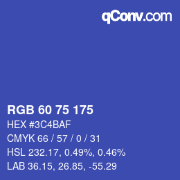 颜色代码: RGB 60 75 175 | qconv.com