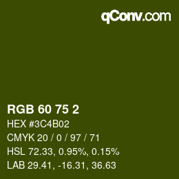 Color code: RGB 60 75 2 | qconv.com