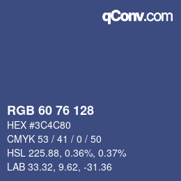 Color code: RGB 60 76 128 | qconv.com