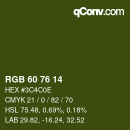 Color code: RGB 60 76 14 | qconv.com
