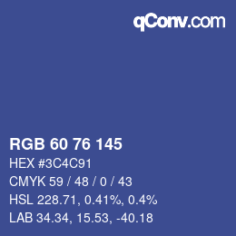 Color code: RGB 60 76 145 | qconv.com