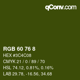 カラーコード: RGB 60 76 8 | qconv.com