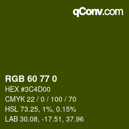 カラーコード: RGB 60 77 0 | qconv.com