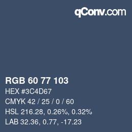 颜色代码: RGB 60 77 103 | qconv.com
