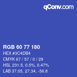 Color code: RGB 60 77 180 | qconv.com