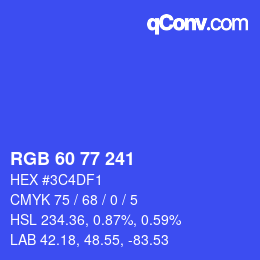 Color code: RGB 60 77 241 | qconv.com