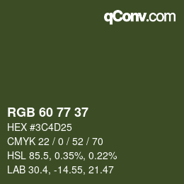 カラーコード: RGB 60 77 37 | qconv.com