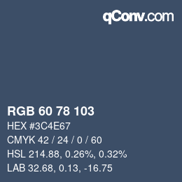 颜色代码: RGB 60 78 103 | qconv.com
