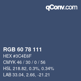 Color code: RGB 60 78 111 | qconv.com