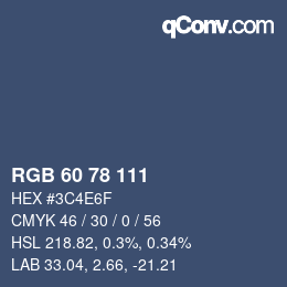 カラーコード: RGB 60 78 111 | qconv.com