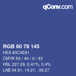 カラーコード: RGB 60 78 145 | qconv.com