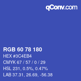 颜色代码: RGB 60 78 180 | qconv.com