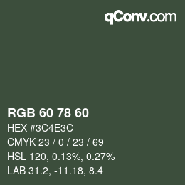 颜色代码: RGB 60 78 60 | qconv.com
