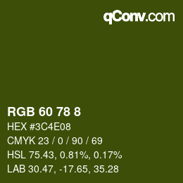 Color code: RGB 60 78 8 | qconv.com