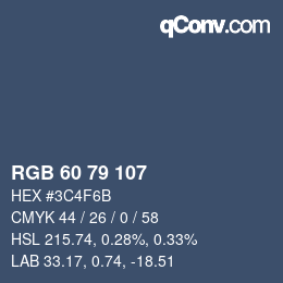 カラーコード: RGB 60 79 107 | qconv.com