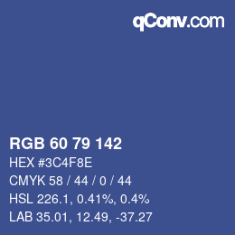 カラーコード: RGB 60 79 142 | qconv.com
