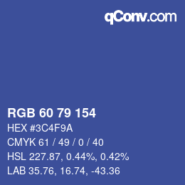 カラーコード: RGB 60 79 154 | qconv.com