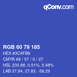 颜色代码: RGB 60 79 185 | qconv.com
