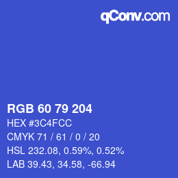 Color code: RGB 60 79 204 | qconv.com