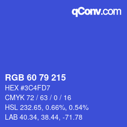 カラーコード: RGB 60 79 215 | qconv.com