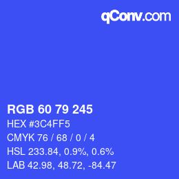 カラーコード: RGB 60 79 245 | qconv.com