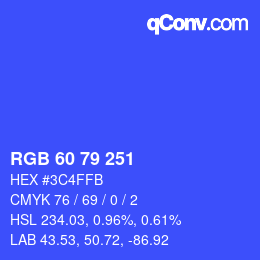 颜色代码: RGB 60 79 251 | qconv.com