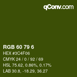 Color code: RGB 60 79 6 | qconv.com