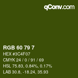 カラーコード: RGB 60 79 7 | qconv.com