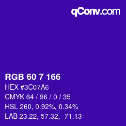 颜色代码: RGB 60 7 166 | qconv.com